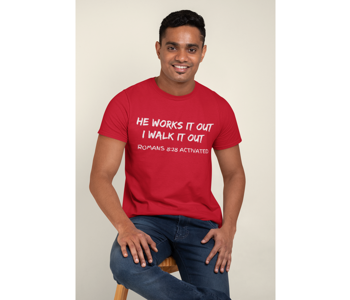 He Works It Out. I Walk It Out Adult T-Shirt