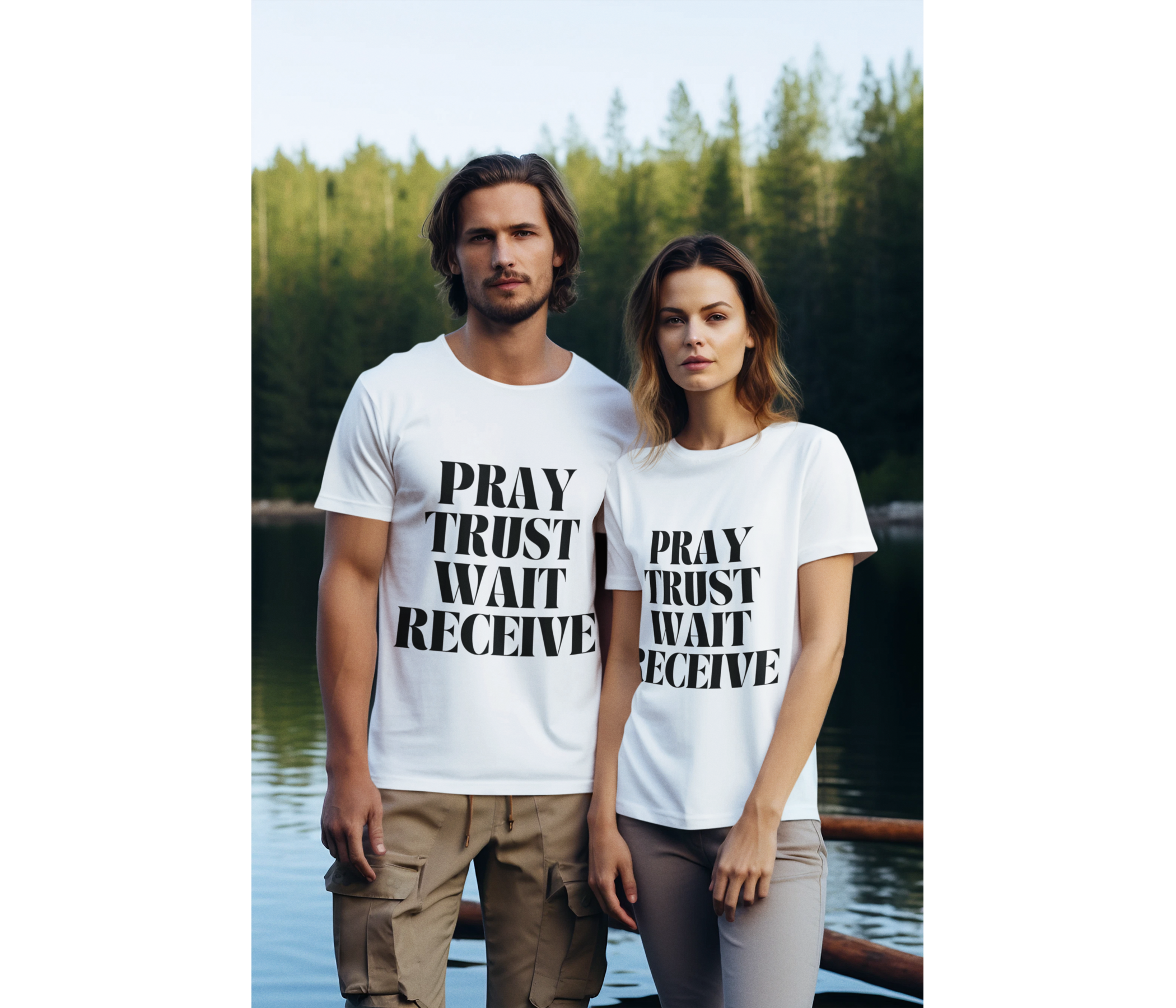 Pray Trust Wait Receive Adult T-Shirt