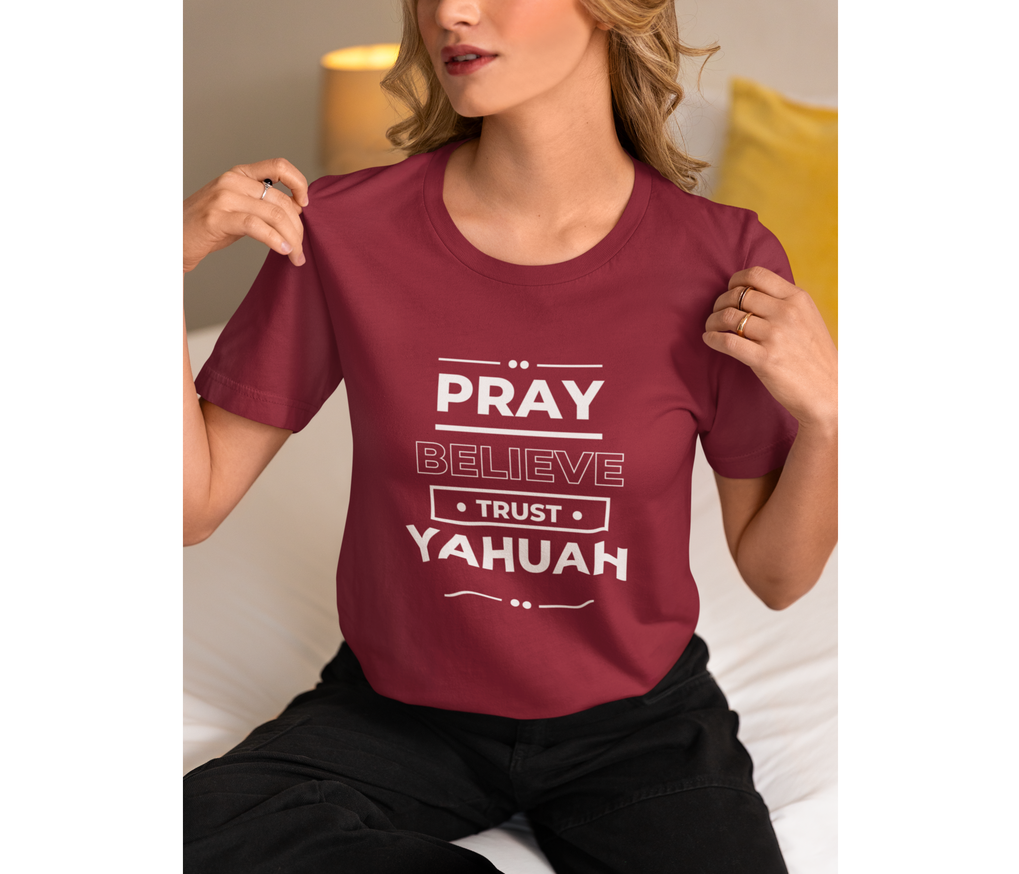 Pray • Believe • Trust • Yahuah Adult T-Shirt